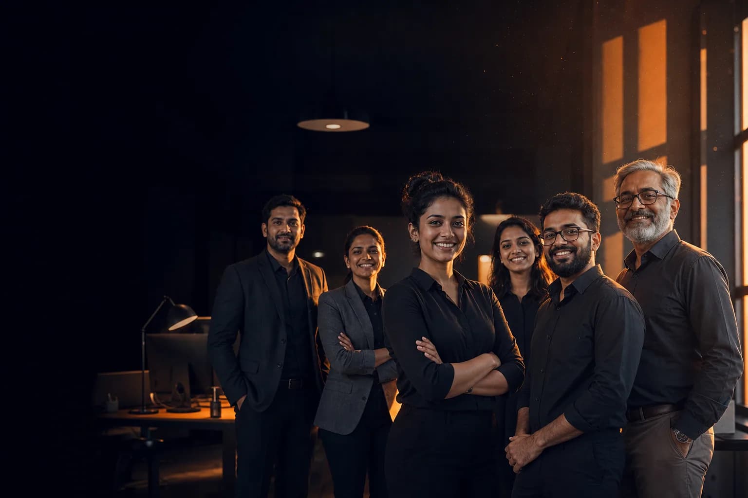 TrainPlex colleagues in a dark office at night