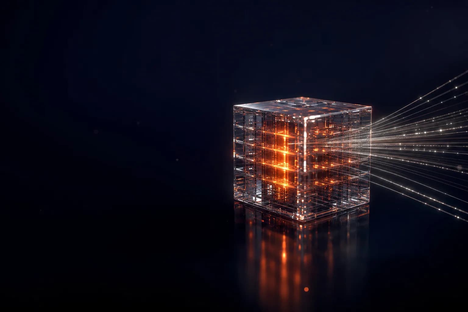 A glowing crystalline data cube